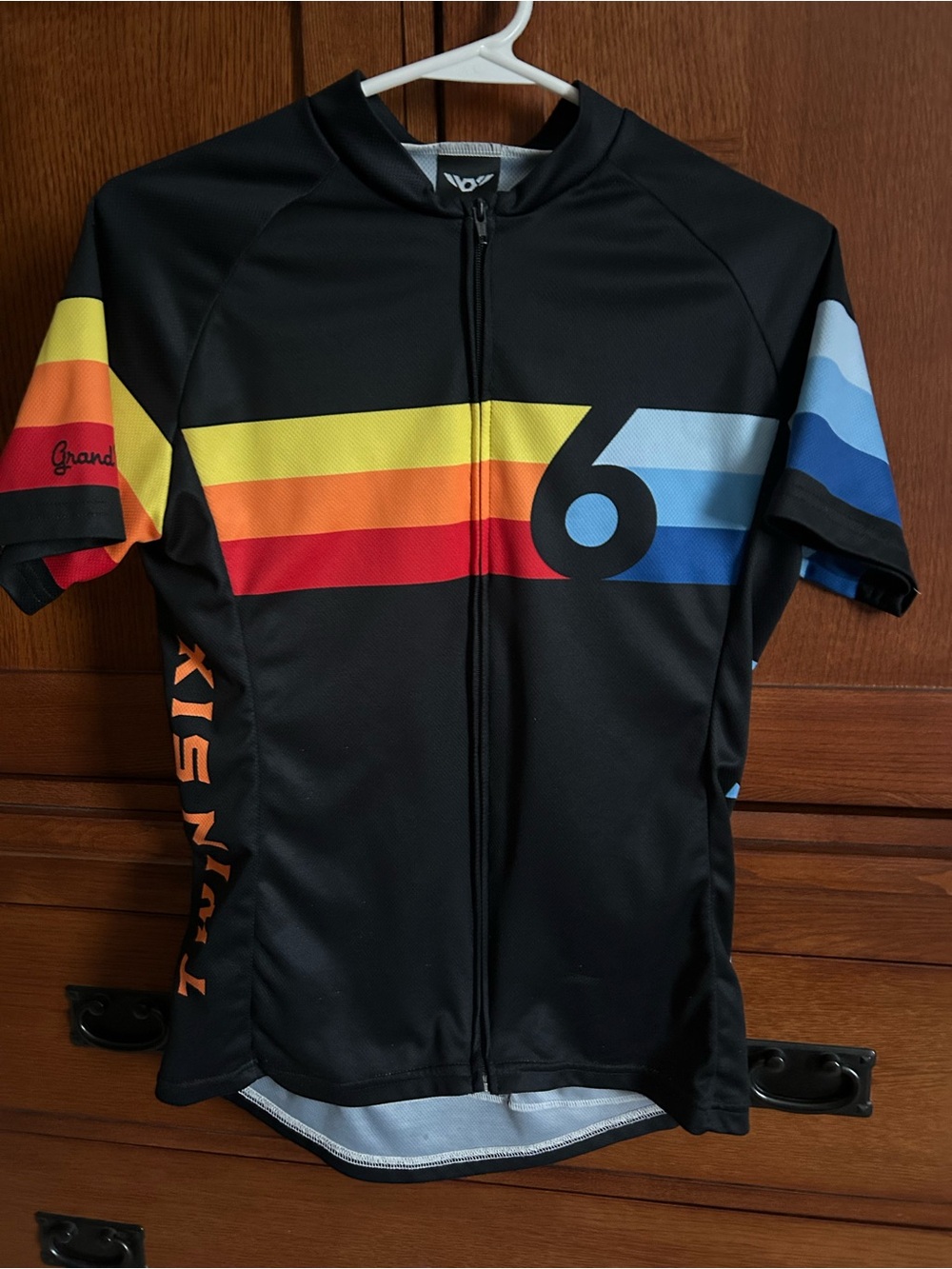 Women's Black Cycling Jersey with Rainbow Stripe - twin six brand